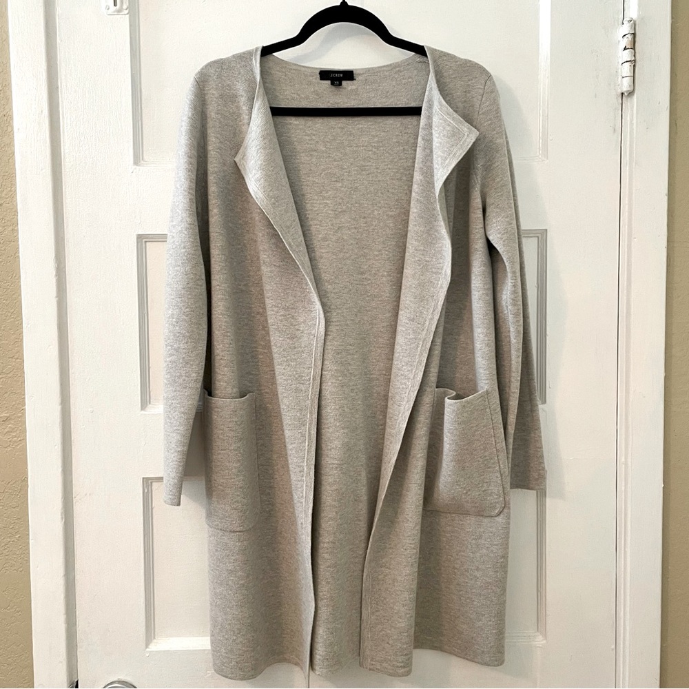 J. Crew Heather Dove Juliette Collarless Wool Blend Sweater Blazer Coat size XS